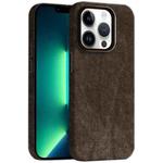 For iPhone 13 Pro Skin Feel Denim Leather MagSafe Phone Case(Light Coffee)