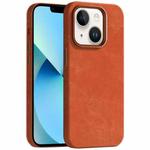 For iPhone 13 Skin Feel Denim Leather MagSafe Phone Case(Orange)