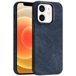 For iPhone 12 Skin Feel Denim Leather MagSafe Phone Case(Dark Blue)