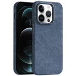 For iPhone 12 Pro Max Skin Feel Denim Leather MagSafe Phone Case(Light Blue)