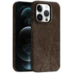 For iPhone 12 Pro Max Skin Feel Denim Leather MagSafe Phone Case(Light Coffee)