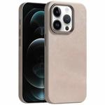 For iPhone 12 Pro Max Skin Feel Denim Leather MagSafe Phone Case(Nude Pink)