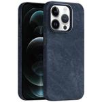 For iPhone 12 Pro Skin Feel Denim Leather MagSafe Phone Case(Dark Blue)