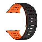 For Apple Watch SE 2023 44mm Single Pin Magnetic Silicone Watch Band(Black Orange)