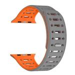 For Apple Watch Ultra 2 49mm Single Pin Magnetic Silicone Watch Band(Grey Orange)