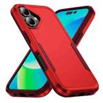 For iPhone 16 Pioneer Armor Heavy Duty PC + TPU Phone Case(Red+Rose Red)