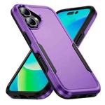 For iPhone 16 Pioneer Armor Heavy Duty PC + TPU Phone Case(Purple+Black)