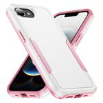 For iPhone 16e Pioneer Armor Heavy Duty PC + TPU Phone Case(White+Pink)