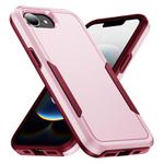 For iPhone 16e Pioneer Armor Heavy Duty PC + TPU Phone Case(Pink+Rose Red)