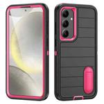 For Samsung Galaxy S24+ 5G Defender Gen2 Rugged PC + Silicone Phone Case with Holder(Black+Pink)