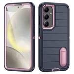 For Samsung Galaxy S24+ 5G Defender Gen2 Rugged PC + Silicone Phone Case with Holder(Dark Blue+Light Pink)