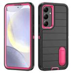 For Samsung Galaxy S24 5G Defender Gen2 Rugged PC + Silicone Phone Case with Holder(Black+Pink)