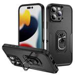 For iPhone 16 Pro Pioneer Armor Heavy Duty PC + TPU Phone Case with Holder(Black)