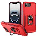 For iPhone 16e Pioneer Armor Heavy Duty PC + TPU Phone Case with Holder(Red+Rose Red)