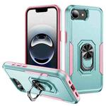 For iPhone 16e Pioneer Armor Heavy Duty PC + TPU Phone Case with Holder(Green+Pink)