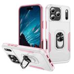 For iPhone 17 Pro Pioneer Armor Heavy Duty PC + TPU Phone Case with Holder(White+Pink)