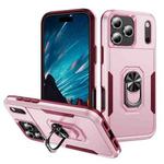 For iPhone 17 Pro Pioneer Armor Heavy Duty PC + TPU Phone Case with Holder(Pink+Rose Red)