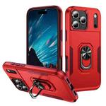 For iPhone 17 Pro Pioneer Armor Heavy Duty PC + TPU Phone Case with Holder(Red+Rose Red)
