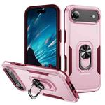For iPhone 17 Air Pioneer Armor Heavy Duty PC + TPU Phone Case with Holder(Pink+Rose Red)