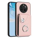 For Realme 12 Pro / 12 Pro+ Organ Card Bag Ring Holder Phone Case(Pink)