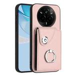 For Realme 14 Pro Organ Card Bag Ring Holder Phone Case(Pink)
