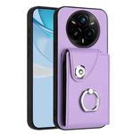 For Realme 14 Pro+ Organ Card Bag Ring Holder Phone Case(Purple)