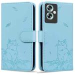 For OnePlus Nord N30 SE Cute Cat Embossed Leather Phone Case(Sky Blue)