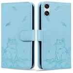 For Sony Xperia 10 VI Cute Cat Embossed Leather Phone Case(Sky Blue)