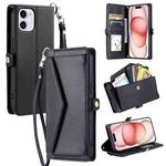 For iPhone 11 Wallet Multi-card Slot Leather Phone Case with Lanyard(Black)