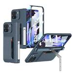 For Google Pixel 10 Pro Fold GKK Integrated Fold Hinge Card Slot Phone Case with Holder(Navy Blue)