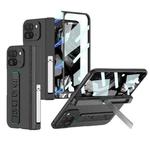 For Google Pixel 9 Pro Fold GKK Integrated Fold Hinge Wrist Strap Phone Case with Holder(Black)