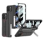 For Google Pixel 9 Pro Fold GKK Integrated Fold Hinge Wrist Strap Phone Case with Holder(Carbon Fiber)