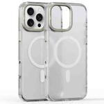 For iPhone 16 Pro Max Frosted Crystal Clear Lens Holder MagSafe Magnetic Phone Case(Transparent)