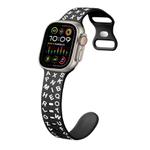 For Apple Watch Ultra 2 49mm English Letters Style Butterfly Buckle Silicone Watch Band(Black White)