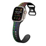 For Apple Watch Ultra 2 49mm English Letters Style Butterfly Buckle Silicone Watch Band(Black Colorful)