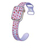 For Apple Watch Ultra 2 49mm English Letters Style Butterfly Buckle Silicone Watch Band(Lilac Red)