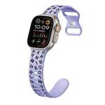 For Apple Watch Ultra 49mm English Letters Style Butterfly Buckle Silicone Watch Band(Lilac Black)