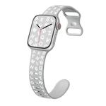 For Apple Watch SE 44mm English Letters Style Butterfly Buckle Silicone Watch Band(Grey White)