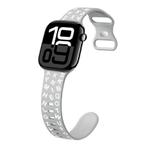 For Apple Watch Series 10 46mm English Letters Style Butterfly Buckle Silicone Watch Band(Grey White)