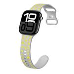 For Apple Watch Series 10 46mm English Letters Style Butterfly Buckle Silicone Watch Band(Grey Yellow)