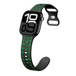 For Apple Watch Series 10 42mm English Letters Style Butterfly Buckle Silicone Watch Band(Black Green)