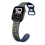 For Apple Watch Series 10 42mm English Letters Style Butterfly Buckle Silicone Watch Band(Midnight Blue Yellow)