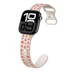 For Apple Watch Series 10 42mm English Letters Style Butterfly Buckle Silicone Watch Band(Starlight Orange)