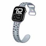 For Apple Watch Series 10 42mm English Letters Style Butterfly Buckle Silicone Watch Band(Gray Black)