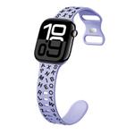 For Apple Watch Series 10 42mm English Letters Style Butterfly Buckle Silicone Watch Band(Lilac Black)