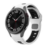 For Samsung Galaxy Watch 7 / 6 Two Color Stripes Reverse Buckle Silicone Watch Band(White Black)