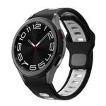 For Samsung Galaxy Watch 7 / 6 Two Color Stripes Reverse Buckle Silicone Watch Band(Black White)