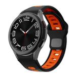 For Samsung Galaxy Watch 7 / 6 Two Color Stripes Reverse Buckle Silicone Watch Band(Black Orange)