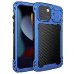 For iPhone 15 Lens Holder Metal IP54 Life Waterproof Three-proof MagSafe Phone Case(Blue)