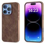 For iPhone 16 Pro Max Electroplated Frame PU Leather Full Coverage Phone Case(Coffee)